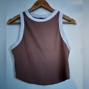 Wild Fable Brown Tank Top with White Trim
